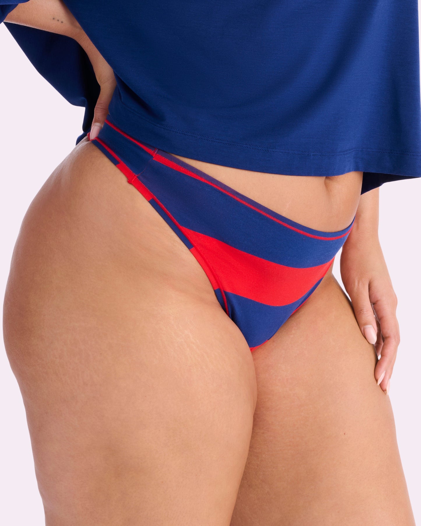 Ultra-Flattering High Rise Thong | New:Cotton (Red Rugby Stripe)