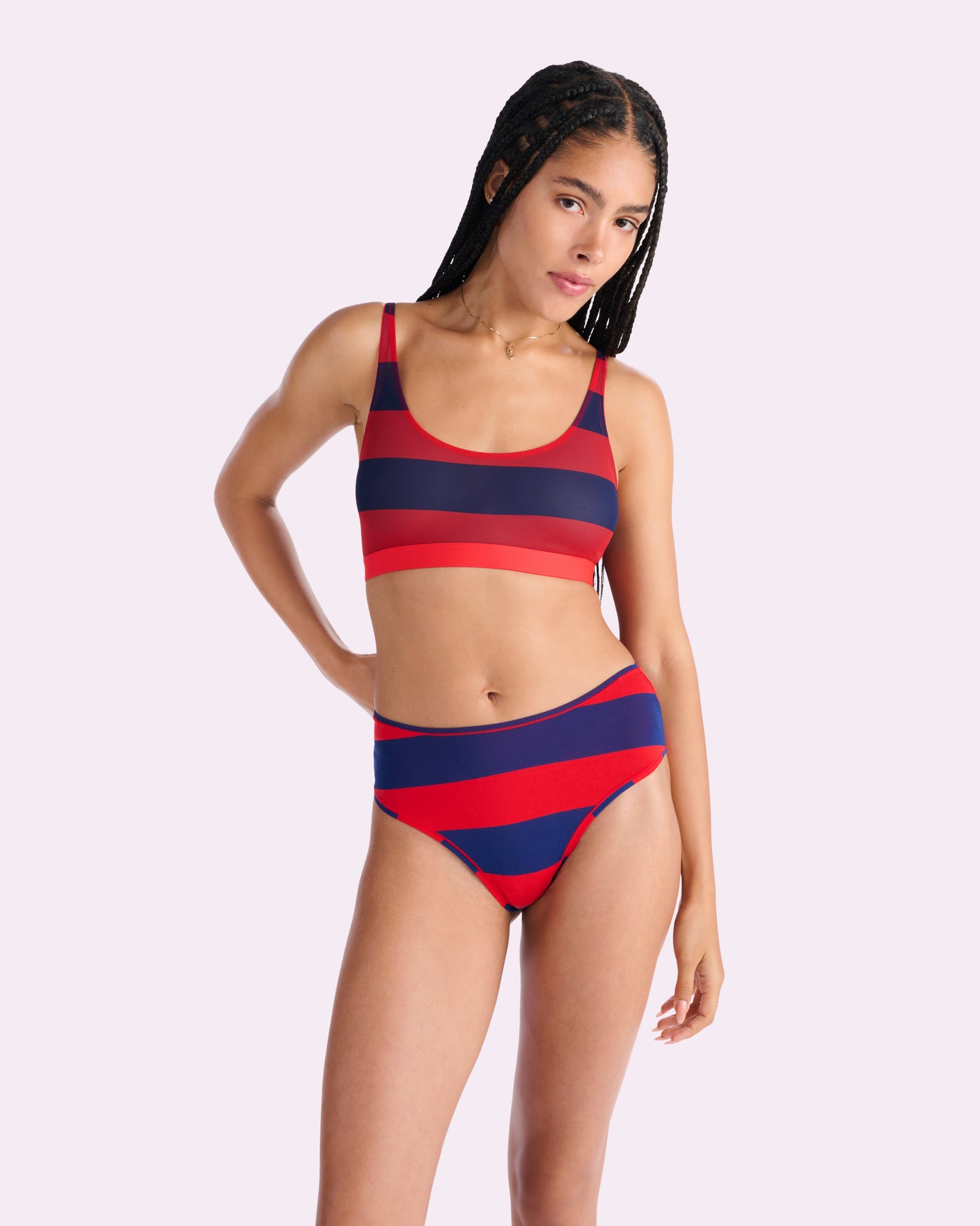 Vintage High Rise Brief | New:Cotton (Red Rugby Stripe)