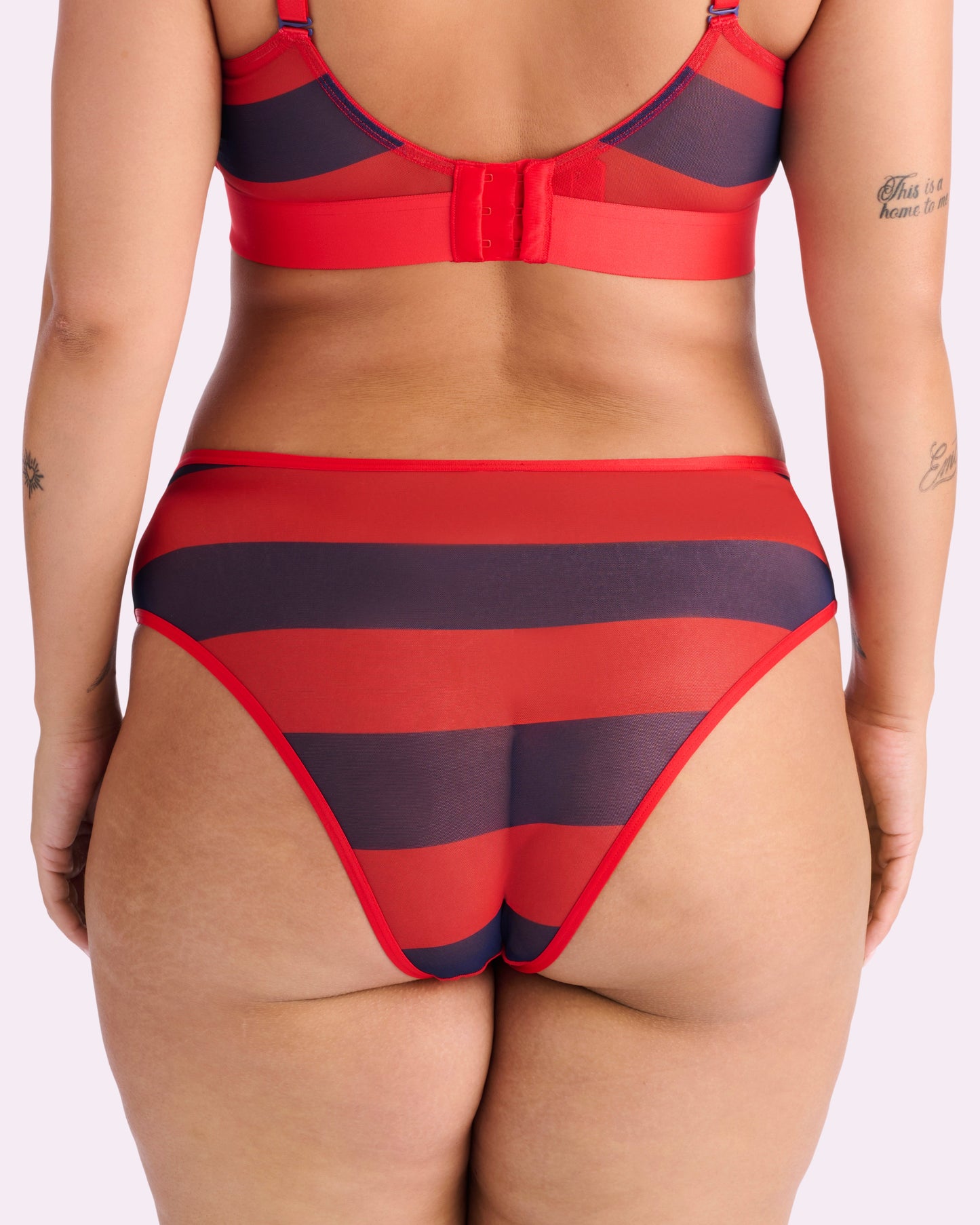 Silky Mesh High Rise Cheeky | Silky Mesh (Red Rugby Stripe)