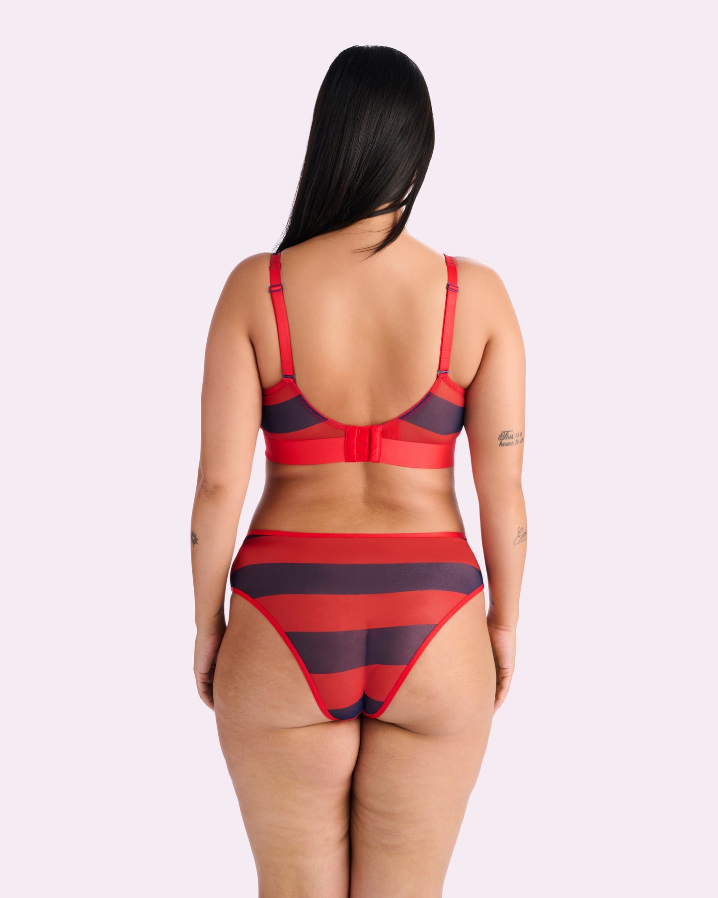 Silky Mesh High Rise Cheeky | Silky Mesh (Red Rugby Stripe)