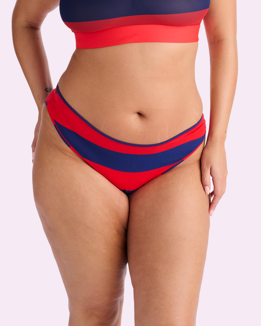 Vintage High Cut Cheeky | New:Cotton  (Red Rugby Stripe)