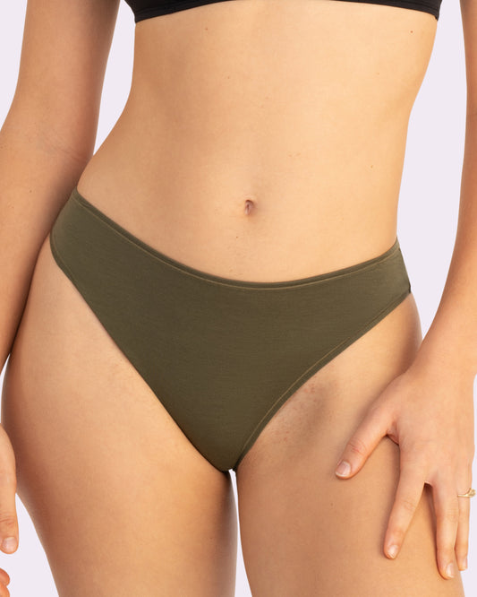 Vintage High Cut Cheeky | New:Cotton (Olive Night)