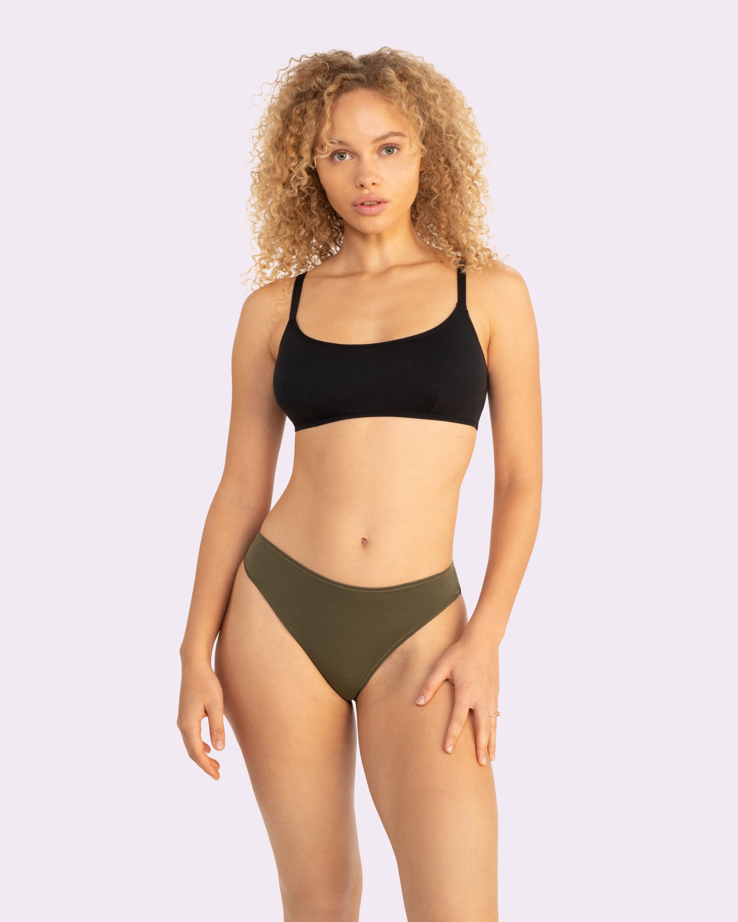 Vintage High Cut Cheeky | New:Cotton (Olive Night)