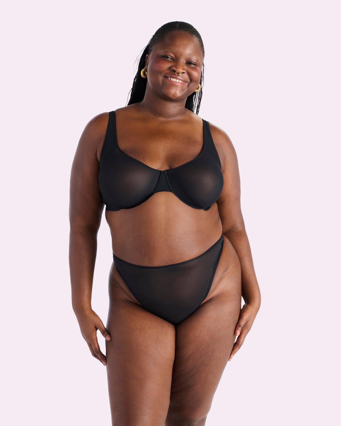 Silky Mesh High Cut Thong | Silky Mesh (Eightball)