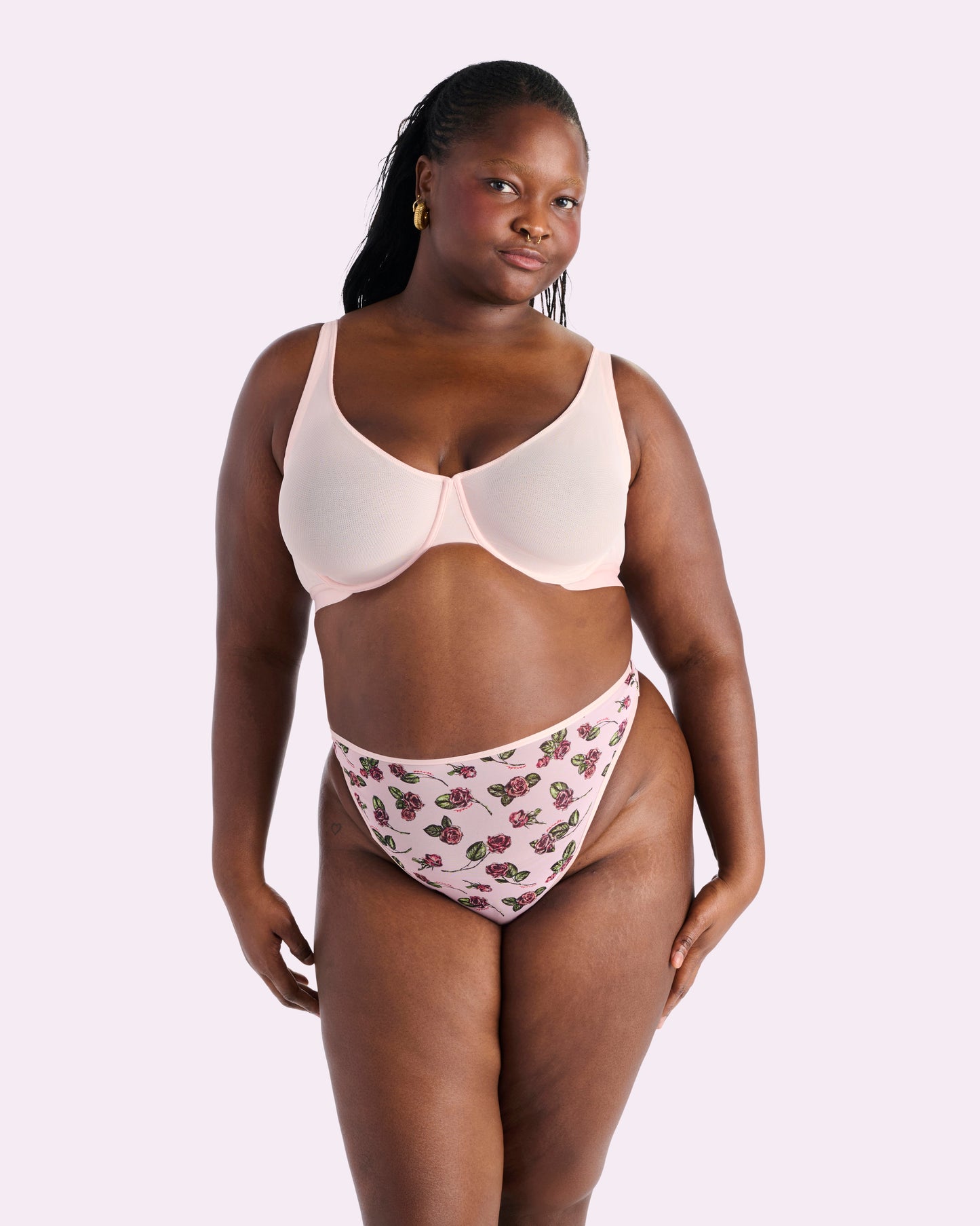 Silky Mesh High Cut Thong | Silky Mesh (Parade Rose)