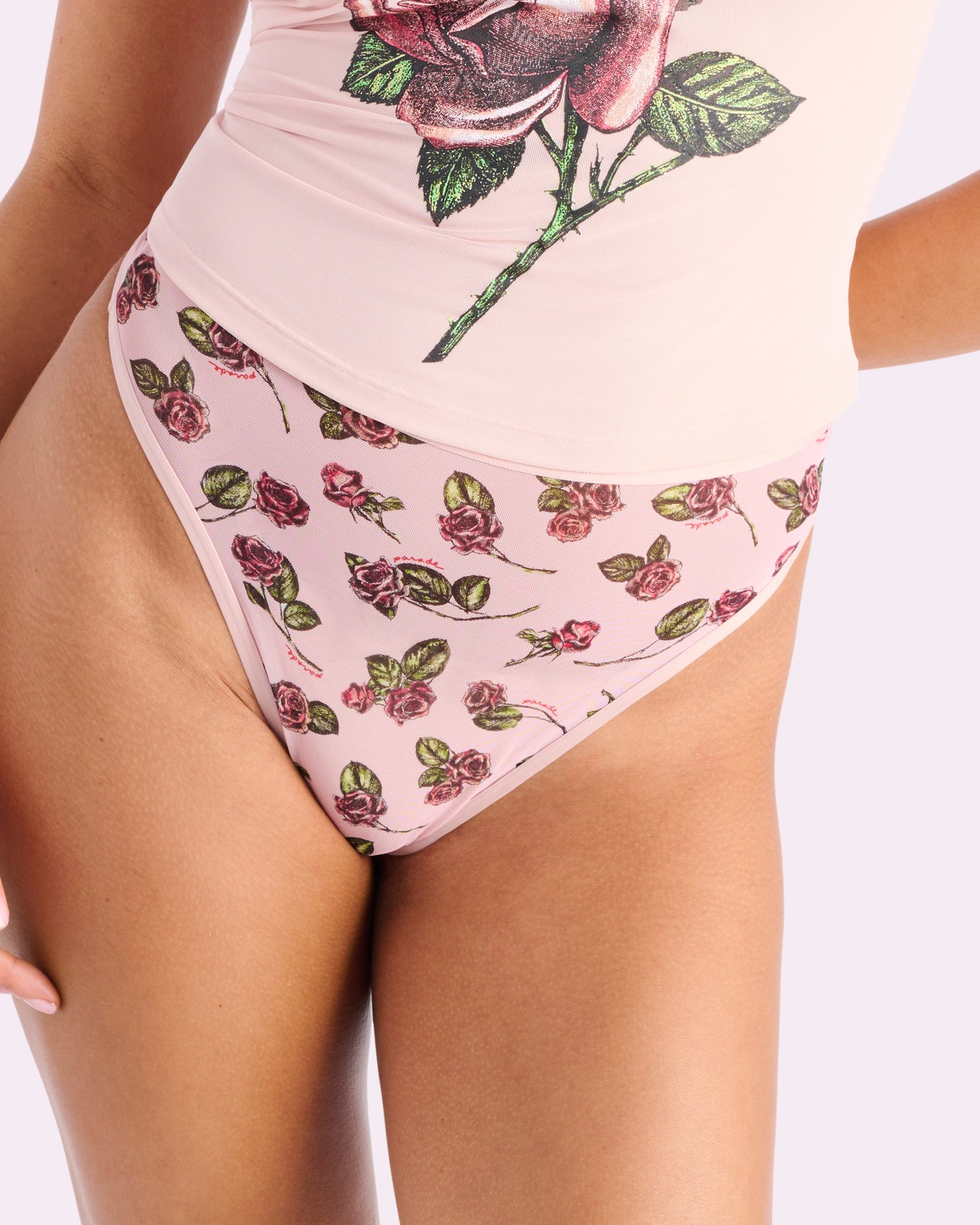 Silky Mesh High Cut Thong | Silky Mesh (Parade Rose)