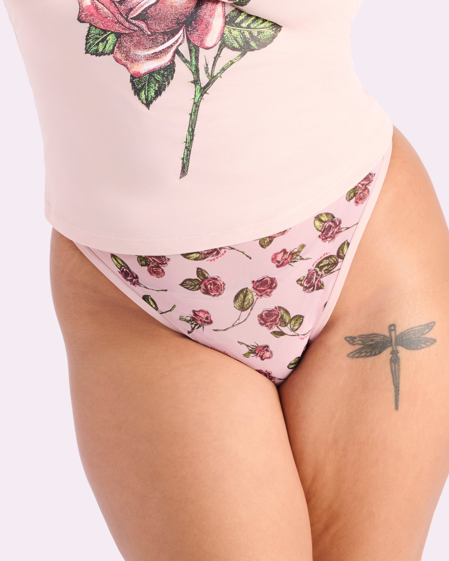 Silky Mesh High Cut Thong | Silky Mesh (Parade Rose)