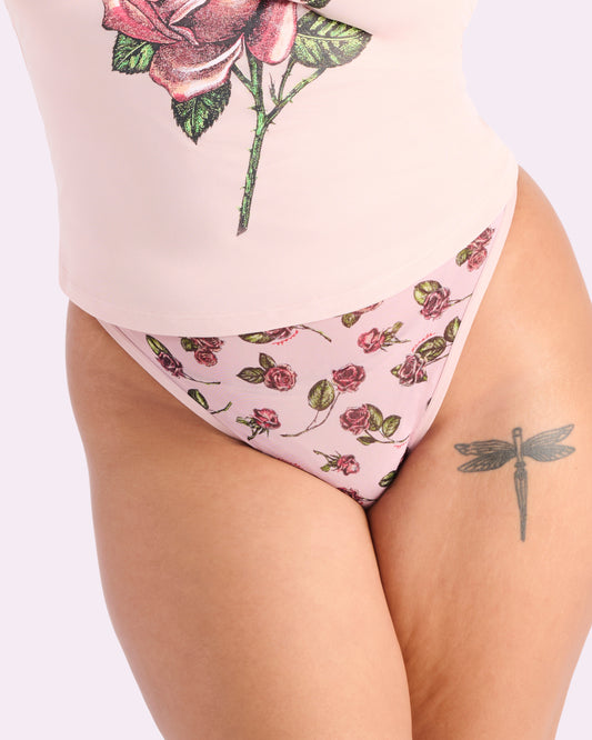 Silky Mesh High Cut Thong | Silky Mesh (Parade Rose)