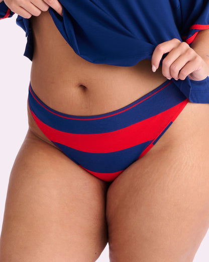 Ultra-Flattering High Rise Thong | New:Cotton (Red Rugby Stripe)