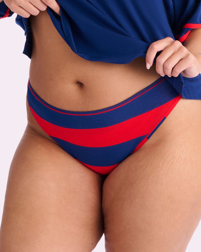 Ultra-Flattering High Rise Thong | New:Cotton (Green Rugby Stripe)