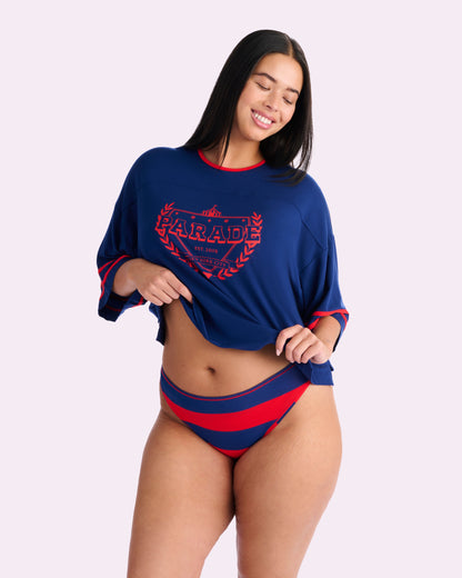 Ultra-Flattering High Rise Thong | New:Cotton (Red Rugby Stripe)