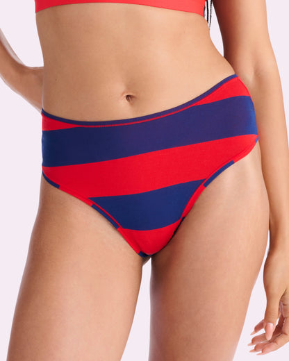 Vintage High Rise Brief | New:Cotton (Red Rugby Stripe)