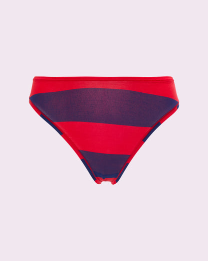 Vintage High Cut Cheeky | New:Cotton  (Red Rugby Stripe)