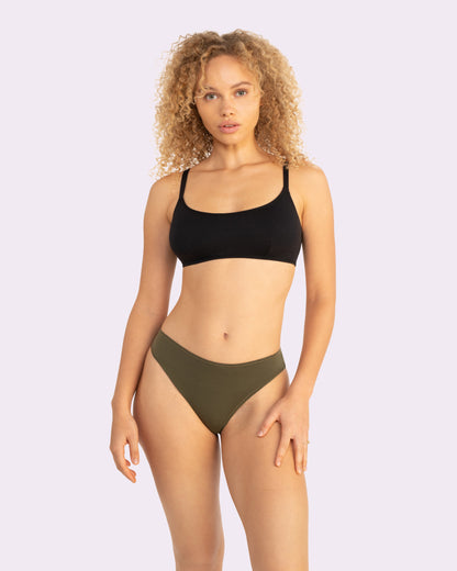Vintage High Cut Cheeky | New:Cotton (Olive Night)