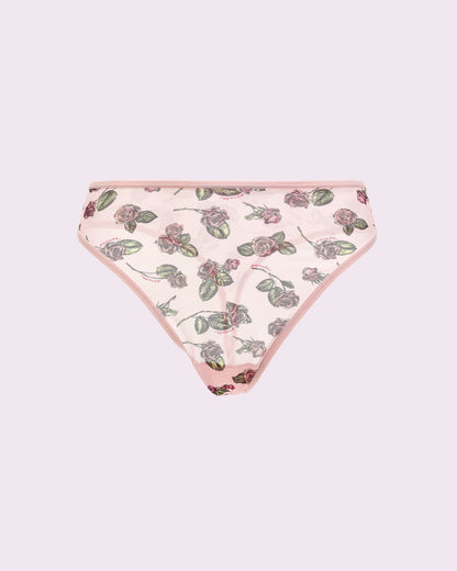 Silky Mesh High Cut Thong | Silky Mesh (Parade Rose)