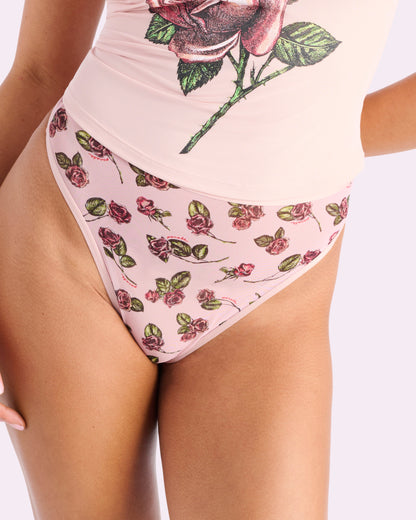 Silky Mesh High Cut Thong | Silky Mesh (Parade Rose)